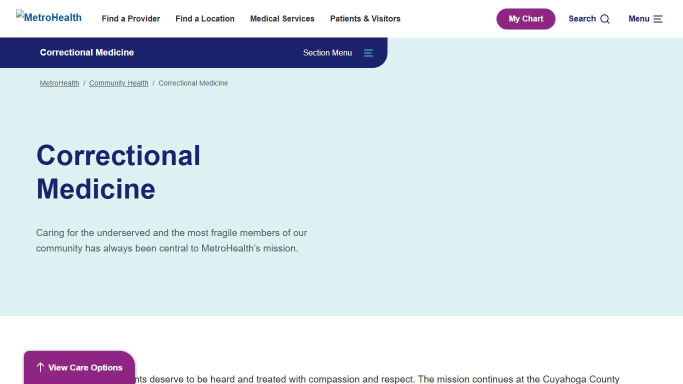 Correctional Medicine - Cleveland, OH MetroHealth